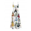 Robe de vacances à imprimé guitare et cocotier, longue robe à bretelles spaghetti et poches pour la plage - multicolor S | US 4