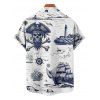 Vacation Couple Outfit Octopus Skulls Pirate Print Midi Slit Dress and Shirt Set for Beach - Bleu S | US 4