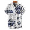 Vacation Couple Outfit Octopus Skulls Pirate Print Midi Slit Dress and Shirt Set for Beach - Bleu S | US 4