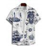 Vacation Couple Outfit Octopus Skulls Pirate Print Midi Slit Dress and Shirt Set for Beach - Bleu S | US 4
