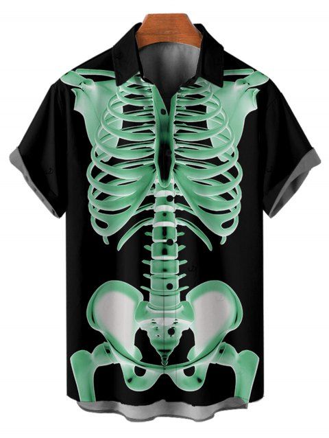 Chemise boutonnée gothique à imprimé squelette pour homme pour Halloween