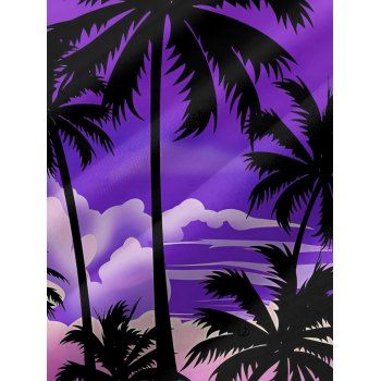 Ombre Vacation Dress for Beach Coconut Tree Print Pocket Spaghetti Strap Long Dress
