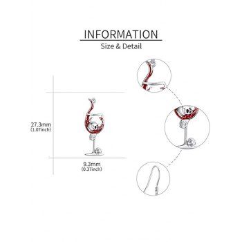 Gothic Earrings for Halloween Wine Glasses Skull Rose Pattern Earrings