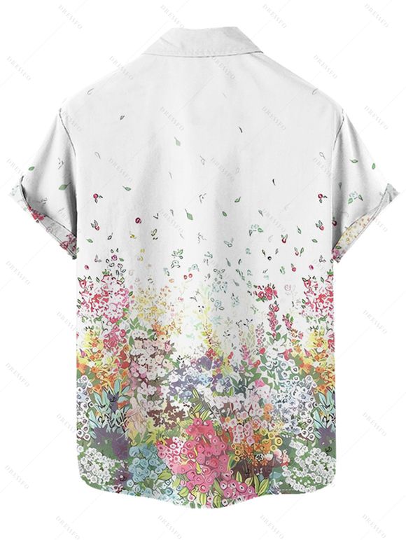 Chemise de vacances pour homme, décontractée, boutonnée, à imprimé pétales de fleurs - Blanc S