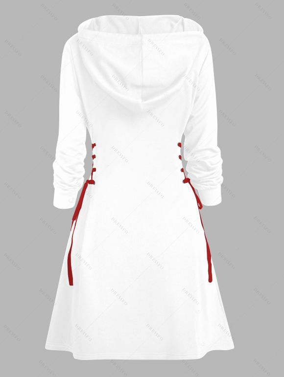 Robe à capuche gothique avec imprimé fantôme et cordons de serrage pour Halloween - Blanc S | US 4