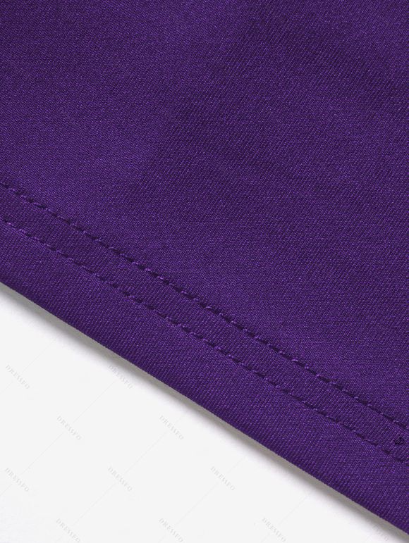 Gothic Women Outfit Lace Up Crisscross Mini Dress and Heart Lace Choker Buckle Straps Boots Set - Pourpre S | US 4