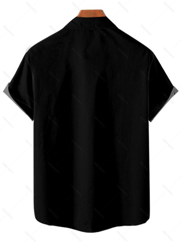 Chemise boutonnée gothique à imprimé squelette pour homme pour Halloween - Vert 4XL