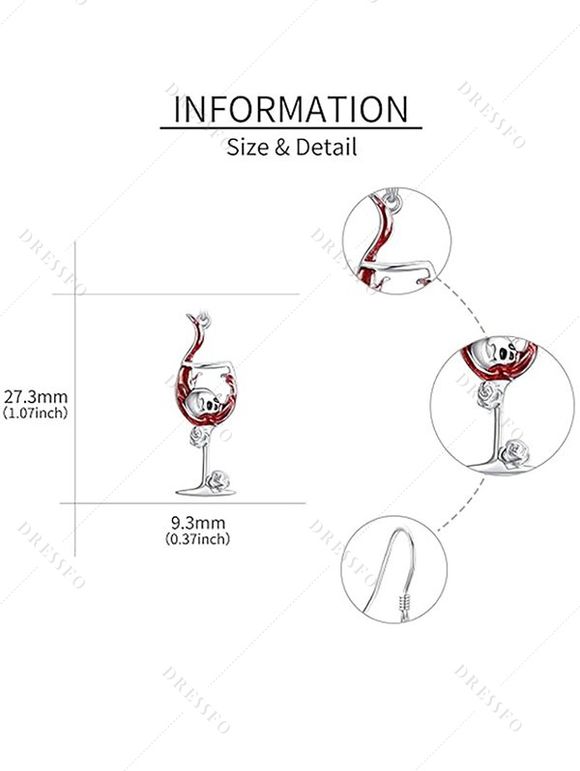 Boucles d'oreilles gothiques pour Halloween, verres à vin, motif tête de mort et rose - multicolor A 