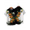 Chemise gothique pour homme pour Halloween, imprimé citrouille et crâne, à boutons colorblock - Noir L