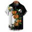 Chemise gothique pour homme pour Halloween, imprimé citrouille et crâne, à boutons colorblock - Noir L