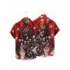 Chemise boutonnée gothique pour homme, motif crânes, squelette et sang, pour Halloween - Rouge foncé 5XL