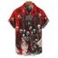 Chemise boutonnée gothique pour homme, motif crânes, squelette et sang, pour Halloween - Rouge foncé 5XL