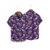 Chemise boutonnée gothique pour homme, motif tête de mort, squelette et lune, pour Halloween - Concorde 5XL