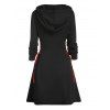 Robe à capuche gothique, imprimé crânes, lettres, couteau, cordons de serrage, mini-robe à lacets pour Halloween - Noir S | US 4