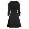 Robe à capuche gothique avec slogan et crânes, imprimé couteau, mini-robe à lacets et cordons de serrage pour Halloween - Noir S | US 4