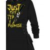 Robe à capuche gothique avec slogan et crânes, imprimé couteau, mini-robe à lacets et cordons de serrage pour Halloween - Noir S | US 4