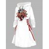 Robe à capuche gothique avec imprimé fantôme et cordons de serrage pour Halloween - Blanc S | US 4