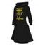Robe à capuche gothique avec slogan et crânes, imprimé couteau, mini-robe à lacets et cordons de serrage pour Halloween - Noir S | US 4