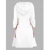 Robe à capuche gothique avec imprimé fantôme et cordons de serrage pour Halloween - Blanc S | US 4