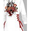 Robe à capuche gothique avec imprimé fantôme et cordons de serrage pour Halloween - Blanc S | US 4