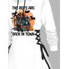 Robe à capuche gothique, imprimé tête de mort, citrouille, lettres, lacets, cordons de serrage, mini-robe pour Halloween - Blanc S | US 4