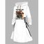 Robe à capuche gothique, imprimé tête de mort, citrouille, lettres, lacets, cordons de serrage, mini-robe pour Halloween - Blanc S | US 4