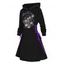 Robe à capuche gothique pour Halloween, mini-robe à lacets et cordons de serrage, imprimé tête de mort et lettres - Noir S | US 4