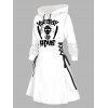 Robe à capuche gothique avec imprimé lettre, cœur, masque, lacets et cordons de serrage pour Halloween - Blanc S | US 4