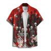 Gothic Couple Outfit for Halloween Skulls Skeleton Blood Print Spaghetti Strap Mini Dress and Shirt Set - Rouge foncé S | US 4