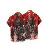 Gothic Couple Outfit for Halloween Skulls Skeleton Blood Print Spaghetti Strap Mini Dress and Shirt Set - Rouge foncé S | US 4