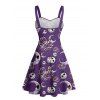 Gothic Couple Outfit for Halloween Skulls Skeleton Moon Print Mini Dress and Shirt Set - Concorde S | US 4