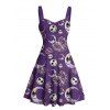 Gothic Couple Outfit for Halloween Skulls Skeleton Moon Print Mini Dress and Shirt Set - Concorde S | US 4