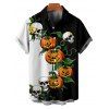 Gothic Couple Outfit for Halloween Colorblock Skulls Pumpkin Leaf Print Mini Dress and Shirt Set - Noir S | US 4