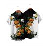 Gothic Couple Outfit for Halloween Colorblock Skulls Pumpkin Leaf Print Mini Dress and Shirt Set - Noir S | US 4