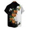 Gothic Couple Outfit for Halloween Colorblock Skulls Pumpkin Leaf Print Mini Dress and Shirt Set - Noir S | US 4