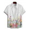 Vacation Couple Outfit Flower Petal Print Midi Belt Dress and Shirt Matching Set - Blanc S | US 4
