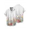 Vacation Couple Outfit Flower Petal Print Midi Belt Dress and Shirt Matching Set - Blanc S | US 4