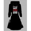 Robe à capuche avec slogan amusant et cordon de serrage, mini-robe à lacets et capuche - Noir S | US 4