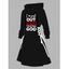 Robe à capuche avec slogan amusant et cordon de serrage, mini-robe à lacets et capuche - Noir S | US 4