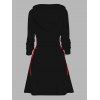 Robe à capuche gothique pour Halloween, mini-robe à lacets et cordons de serrage, imprimé lettres, crânes et roses - Noir S | US 4