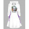 Robe de vacances à capuche pour la plage, imprimé ananas, mini-robe à lacets et cordons de serrage - Pourpre S | US 4