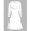 Robe de vacances à capuche pour la plage, imprimé ananas, mini-robe à lacets et cordons de serrage - Pourpre S | US 4