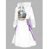 Robe de vacances à capuche pour la plage, imprimé ananas, mini-robe à lacets et cordons de serrage - Pourpre S | US 4