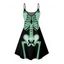 Robe gothique à imprimé squelette pour Halloween, mini-robe à bretelles spaghetti - Vert S | US 4