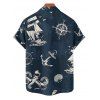 Chemise de vacances pour homme, boutonnée, imprimé ancre et poulpe, idéale pour la plage - Bleu profond 5XL