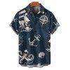 Chemise de vacances pour homme, boutonnée, imprimé ancre et poulpe, idéale pour la plage - Bleu profond 5XL