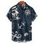 Chemise de vacances pour homme, boutonnée, imprimé ancre et poulpe, idéale pour la plage - Bleu profond 5XL
