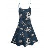 Robe de vacances à imprimé poulpe Anchor, mini-robe à bretelles spaghetti pour la plage - Bleu de Minuit S | US 4