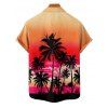 Chemise boutonnée à imprimé cocotiers ombré pour homme, idéale pour les vacances à la plage - Orange S