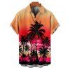 Chemise boutonnée à imprimé cocotiers ombré pour homme, idéale pour les vacances à la plage - Orange S